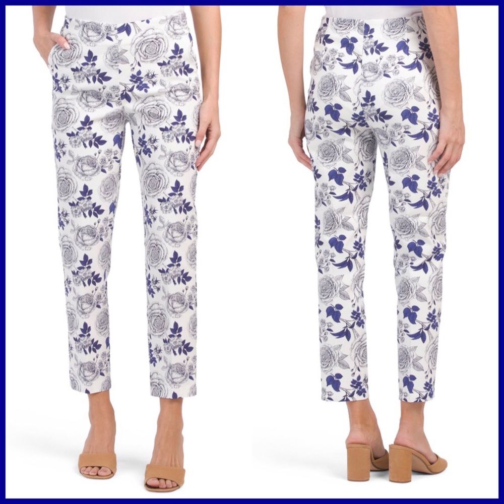 Carolina Belle Rose Floral High Rise Ankle Pants Size 4 ($167)